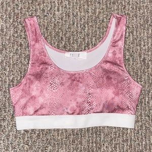 Pink Snake Print Sports Bra